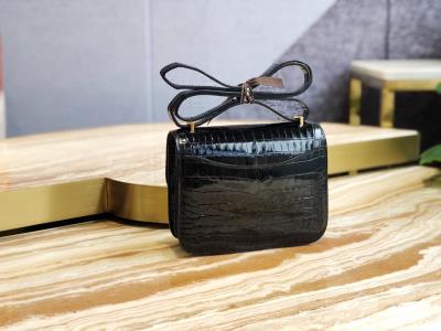 wholesale quality hermes constance 19 shinny niloticus crocodile 89 noir ghw